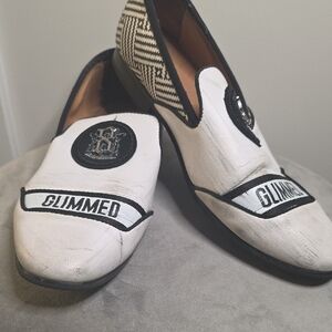 White and Black Slip-On Loafers